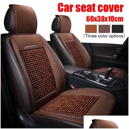 Capas de assento de carro Ers Er Verão Ventilação Refrigeração Mat Beads Couro Almofada Frontal Protetor Confortável Acessórios Interiores Drop Deli Otbtn