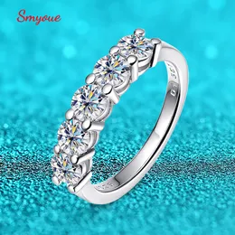 Smyoue Weißgold D Farbe 4 mm Moissanit Ring für Frauen 1,5 CT Stone Match Diamant Ehering Braut S925 Sterling Silber GRA