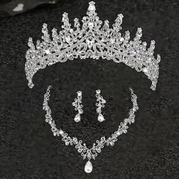 Заколки для волос Потрясающая свадебная корона Элегантное ожерелье Ослепительные серьги Комплект ювелирных изделий для мероприятий Идеальный подарок Ужин Юбилей