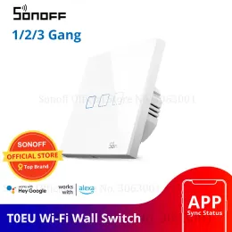 Control SONOFF T0 EU TX Wifi Touch Wall Light Wireless Switch Smart Home 1/2/3 Gang Voice/APP Remote Control Work With Alexa Google Home