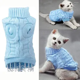 Katzenkostüme, hochelastischer Strick-Rollkragenpullover für kleine Hunde, Katzen, Strickwaren, warmes Haustier, niedliche gestrickte klassische Kleidung