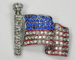 12 teile/los Ganze Kristall Strass USA Flagge Broschen Mode Pin Brosche schmuck geschenk C3552997685