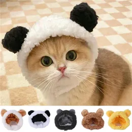 Cão vestuário engraçado gato boné pet traje quente panda chapéu ano festa de natal cosplay acessórios po adereços headwear