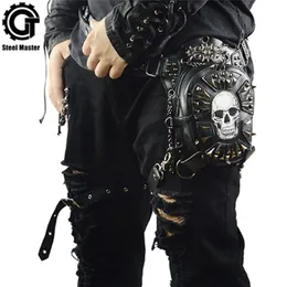 Gothic Steampunk Skull 2019 Kobiety Messenger skórzane torby talii Modna Retro Rock Motorcycle Noge Bag For Men T2001131901