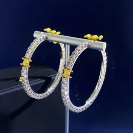 Celi Brand Classic Luxury Designer Earrings 18k Gold Earring Fashion Women Silver Big Circle Bling Diamond Shining Crystal Top Great Party Jewelry Gift