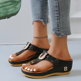 Slippers 2024 Summer Women's Sandals Rome Wedges Causal Platform Beach Shoes Plus Size 43 Flip Flops Comfortable Ladies Slides