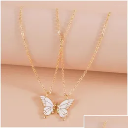 Pendant Necklaces 2Pcs Friend Sisters Suitable For 2 Girls Matching Butterfly Pendants Long Distance Friendship Jewelry T8De Drop Del Otuej