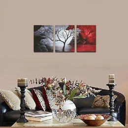 Dipinti ad olio di arte della parete dell'albero delle nuvole Stampe su tela di paesaggi giclée per decorazioni domestiche, 3 pannelli