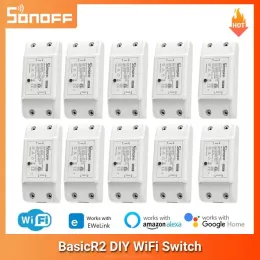 Control SONOFF Basic R2 10A WiFi DIY Smart Switch Remote Controller Smart Home Light ON/OFF Module Work With EWeLink Alexa Google Home