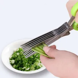 5 Layers Scissors Stainless Steel Shears Creative Kitchen Multifunctional Cooking Tools Scallion Herb Spices Cutter MHY058