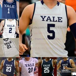 Custom Yale Basketball 24 Yassine Gharram 33 Jack Molloy Mens Youth Jerseys 42 Nick Townsend 44 Devon Arlington