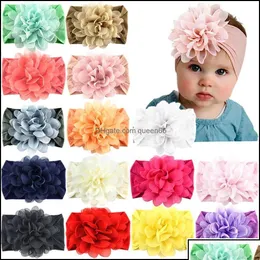 Headbands Nylon Hairbands Hair Wraps Big Chiffon Flower Elastics For Baby Girls Born Infant Toddlers Kids Drop Delivery Jewelry Hair Dhor6