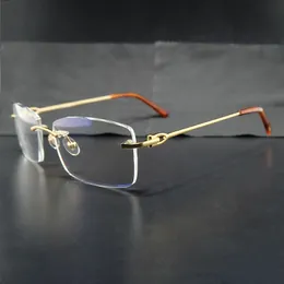 Small Square Rimless Eye Glasses Frames Metal Eye Wear Vintage Eyewear Spectacles Desinger Luxury Carter Clear Eyeglasses Framel Fill Prescription