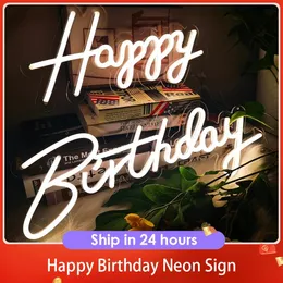 Happy Birthday Neon Sign Acrylic Light for Party Decoration USB Powered Kids Gift with SwitchWarm White 240220