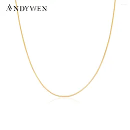 Chains ANDYWEN 925 Sterling Silver Gold Snake Chain Choker Necklace 2024 Women Wedding Fine Jewelry Round Rock Punk Luxury