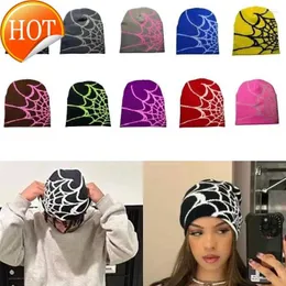 Pärla mössor basker mode tjock varm stickad mössa hatt kvinnor herre hip hop vinter unisex spindel web beanie hattar halloween gåvor