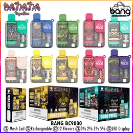 Authentic Bang BC9000 Disposable Vape Box Kit 9000 Puffs 12 Flavors Mesh Coil Rechargeable E Cigarettes 0% 2% 3% 5% Puff 9K Bang Vapes
