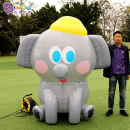 Partihandel 4MH (13.2 ft) Uppblåsbara djurmodeller spränger elefantinflation Tecknad elefantkaraktär med luftblåsare för utomhusparti -evenemangsdekoration leksaker sport