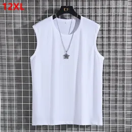 Yaz Erkek Spor Pamuklu Kolsuz T-Shirt Yuvarlak Boyun Gevşek Spor Tank Tops Singlet Erkekler 8XL 9XL 10XL 12XL 240220