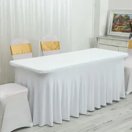 Prostokątny potargany spandex stołu ślubne strój strój stołowy tkanina lniana el impreza stół dekoracja spódnicy 240220