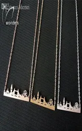 Whole2015 Skyline Modeschmuck GoldSilberRose Gold Freundschaftsgeschenk Edelstahl Stadtbild London Halskette Anhänger1547156