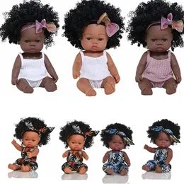 14inch Full Body Silicone Bebe Reborn Dolls Soft Lifelike Baby Toys American Reborn Black Baby Doll Vinyl Baby Dolls Toys Girls 240223