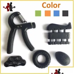 Hand Grips Grips 5 Pieces Hand Grip Trainer Set Finger Resistance Band Rubber Ring Adjustable 560Kg Heavy Fingers Exerciser Ball275A D Dhecn