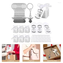 Keychains 30Pcs/24Pcs Angel Keychain Favor Boxes Christening Gift Keyring With Pendant Yarn Bag For Child Shower Party