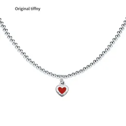 Designer Necklaces Beaded Classic Style 925 Silver Blue Red Pink Heart Pendant Necklace For Women Wedding Engagement With Box Y230286a