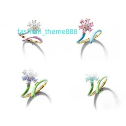 Beautiful Floral Ring with Enamel and Oil Droplets Lovely and Irregular Design for Womens Accessory in Summer