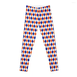Active Pants Orange And Blue Traditional Argyle All Over Print Leggings Fitness Woman Legging Gym Sport Womens