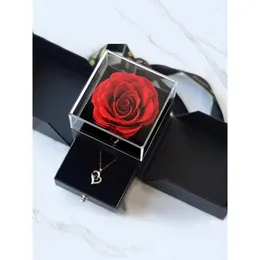 Decorative Flowers Wreaths Romance Simation Rose Flower Jewelry Box Ornaments Festival Party Necklance Ring Double Der Gifts Decor Dh09V