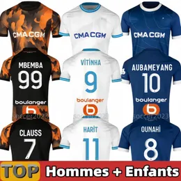 23 24 Marseilles Özel Futbol Formaları 2023 2024 Maillot Ayağı Om Vitinha Guendouzi Alexis Gerson Payet Clauss Futbol Gömlekleri Erkek Çocuklar Tekdüzen Oyuncu Versiyonu