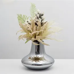 Vases Silver Glass Vase Decorative Ornaments Desktop Flower Arrangement Container Terrarium Decor Hydroponic