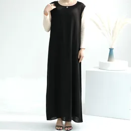 Roupas étnicas Ramadan Mulheres Muçulmanas Sem Mangas Maxi Vestido Sob Abaya Dubai Turquia Kaftan Eid Islâmico Árabe Robe Vestidos Vest