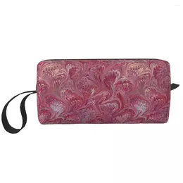 Cosmetic Bags Marble Pink Coral Pattern Makeup Bag Pouch For Men Women Marbling Toiletry Dopp Kit