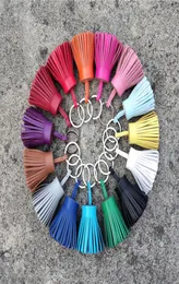 진짜 Lambskin Real Leather Tassel Keychain for Keys Car Key Chain Key Ring Women Bag Charm Pendant Girls8992297
