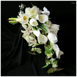 Düğün Çiçekleri Whitney Varış 2024 Cascading Buket Calla Accessoires de Mariage Demoiselle D Honneur Mariages