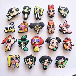 Parti di scarpe Accessori Gomma morbida Ragazze Zoccolo Charms Decorazione Fascino Fibbia Jibitz Bottoni Pins Serie di consegna a caso Scarpa Dhtw3