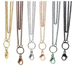 Whole-Panpan 32 inches Stainless steel rolo chain floating locket chains necklace chain1289t