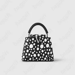 Yayoi Kusama Koleksiyon Capusines BB Tasarımcı Omuz Çantası Taurillon Deri Sonsuzluk Noktaları Baskı Lüks Çanta Lady Purse Woman C245K