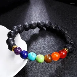 Charm armband 7 chakra armband för män kvinnor reiki bön läkande balans 8mm kristaller sten matt pärla yoga meditation smycken gåva