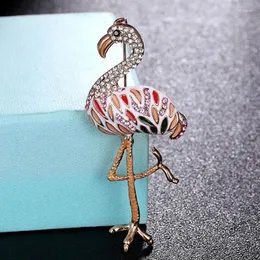 Brooches Zlxgirl Jewelry Red Enamel Flamingo Animal Women's Kids Couple Gifts Fashion Party Banquet Brooch Hats Bijoux