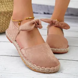 Sandals Rome Suede Women Flats Shoes Bow 2024 Autumn Walking Casual Slippers Dress Trend Designer Flip Flops Femme Zapatos