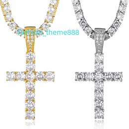 Rapper hip hop grande diamante croce cristiana Gesù ghiacciato zircone bling ciondolo in rame collane a catena unisex uomo donna gioielli