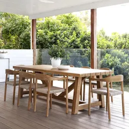 Mobili da campeggio Set da esterno Tavolo da pranzo in teak naturale con 8 sedie Qualità - Lyn