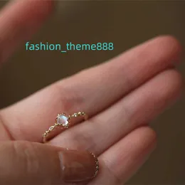 Retro 925 Sterling Silber Mondstein Ring Modeschmuck Ringe für Frau
