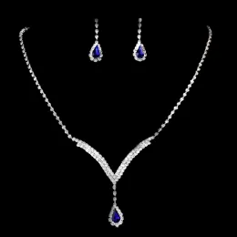 Crystal Bridal Party Prom smycken set silverpläterad halsband diamantörhängen bröllop smyckesuppsättningar för brud brudtärnor kvinnor brudtillbehör