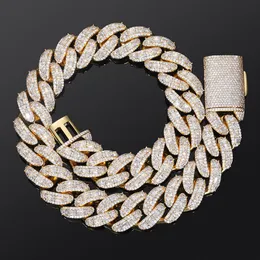Luxury Fashion 25mm 16-28inch Gold Plated Bling CZ Cuban Necklace Bracelet for Men Women Heavy Hip Hop Necklace Jewerly Gift