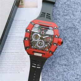 Relógio de luxo masculino top fashion versão digital esqueleto dial caixa padrão de fibra completa safira japonesa relógio de alta qualidade relógio esportivo de designer masculino 2023